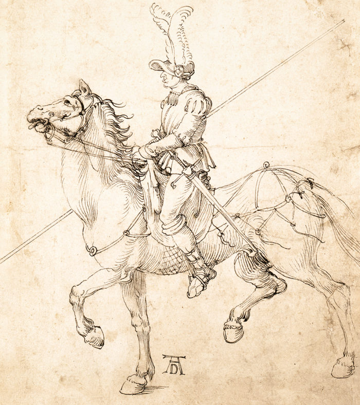 Albrecht Dürer műhelye: Lándzsás lovas, 1502 