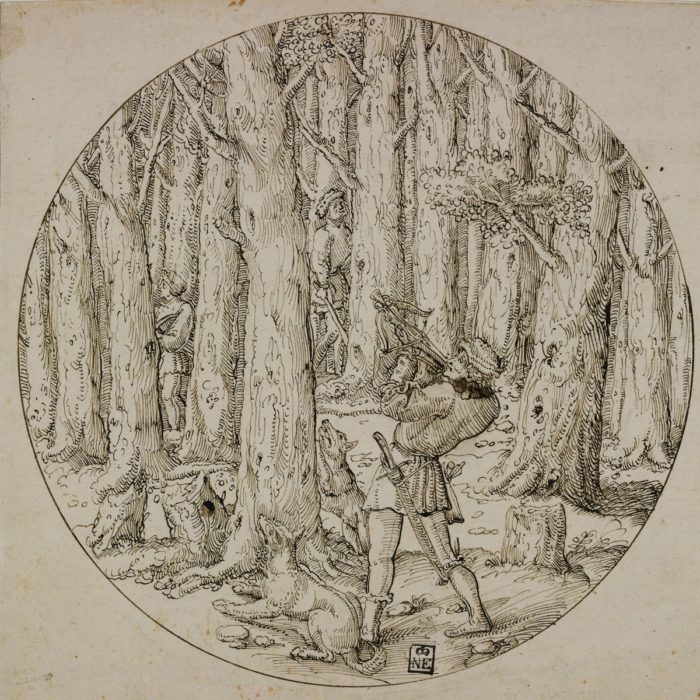 Augustin Hirsvogel: Mókusvadászat számszeríjjal, 1530-1536 körül