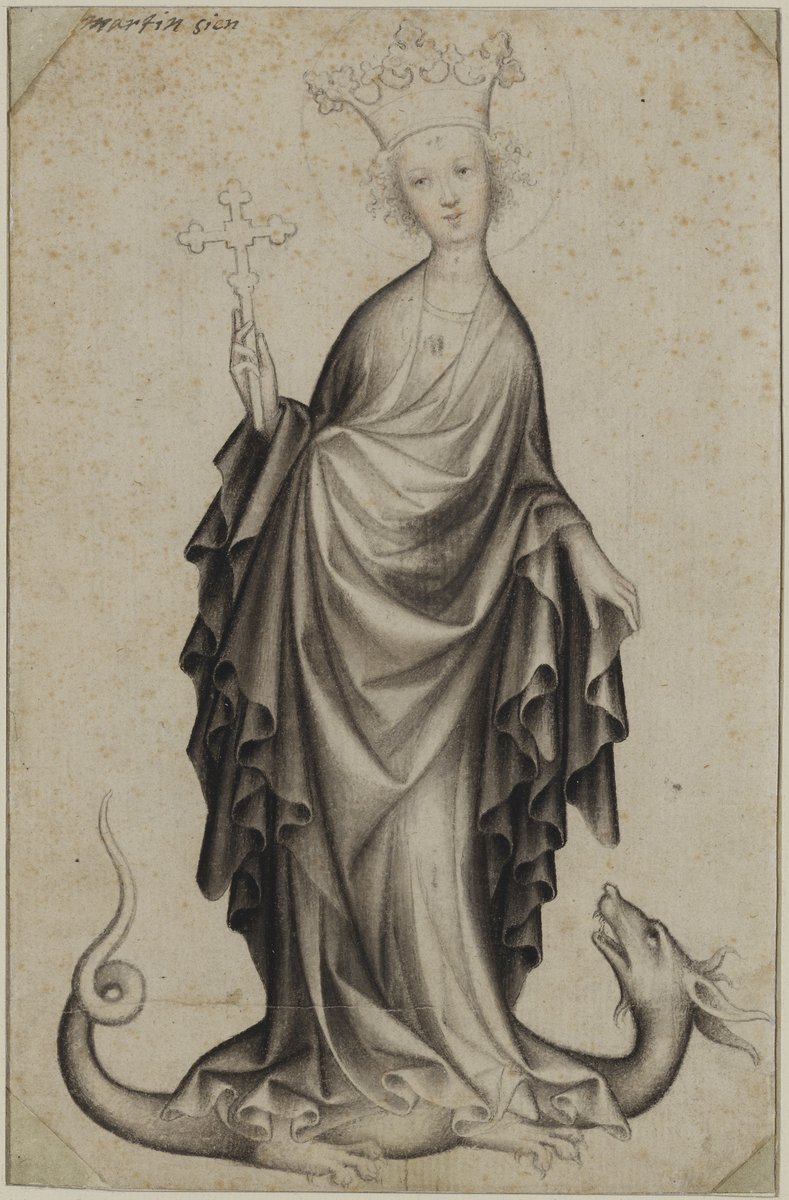Cseh művész: Szent Margit, rajz, 1410–1415