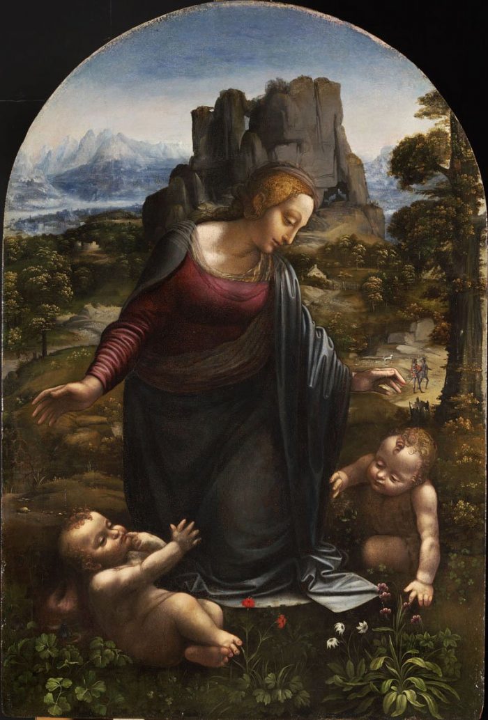 Leonardo da Vinci műhelye: Mária gyermekével és a kis Keresztelő Szent Jánossal, 1490-1510 közöt