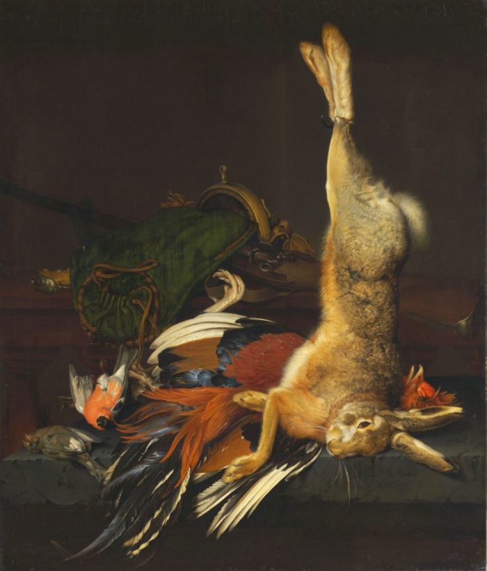 Philip Ferdinand de Hamilton: Csendélet nyúllal és madarakkal, 1698